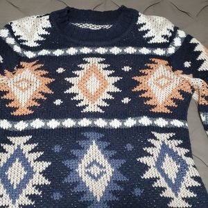 LL Bean signature cotton slub sweater fair isle